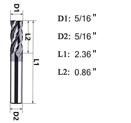 5PCS 5/16" Carbide Square End Mill Bits Set, Milling Bits Cutter 5/16 Carbide End Mills for Alloy Steels/Hardened Steels, HRC 45 Deg Single End 4 Flute AlTiN Coating