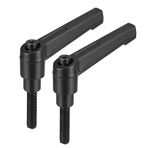 uxcell M6 x 25mm Handle Adjustable Clamping Lever Thread Push Button Ratchet Male Threaded Stud Knobs Rotating Screw Handles Bolts with Locking Lever Black 2pcs - size: M6x25mm