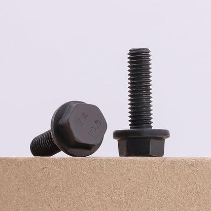 M12-1.75 x 30mm (8 pcs) Flanged Hex Bolt Screws Black Oxide Finish, 10.9 Grade Alloy Steel, Large Flange Washer Head Bolt, DIN6921/GB5789, Full Thread - size: M12-1.75 x 30mm
