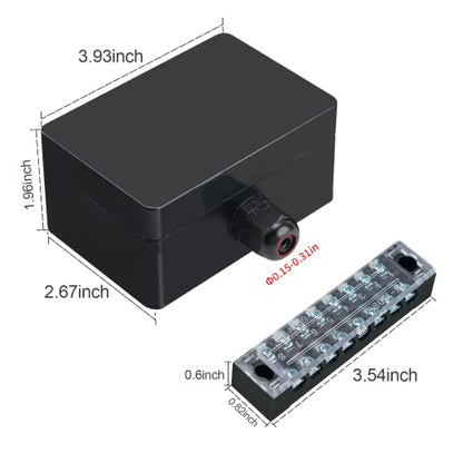 ABS IP67 Waterproof Dustproof Electrical Junction Box, with 15A 600V Barrier Terminal Cable Connector, 1IN/1Out Power Junction Box（3.93 * 2.67 * 1.96in） - size: 1T1 3.93"x 2.67"x1.96"A