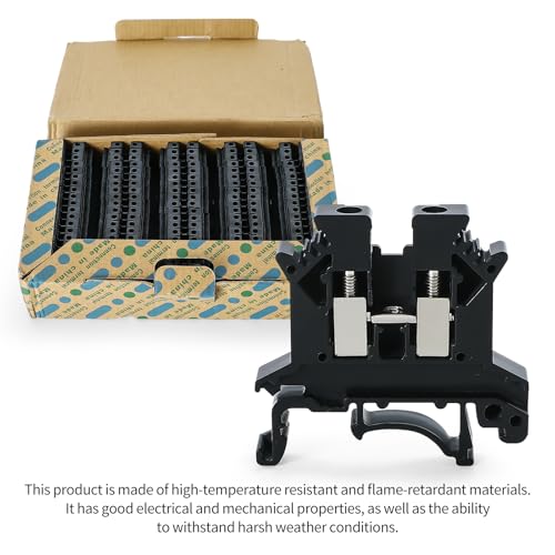 100PCS UK-2.5B Din Rail Terminal Block - Insulation Material Shell, Wide Application for 12-22 AWG 20A 600V Soar Project, PLC Industrial Control Automation Panel Automotive RV - Black - color: 100pcs Black