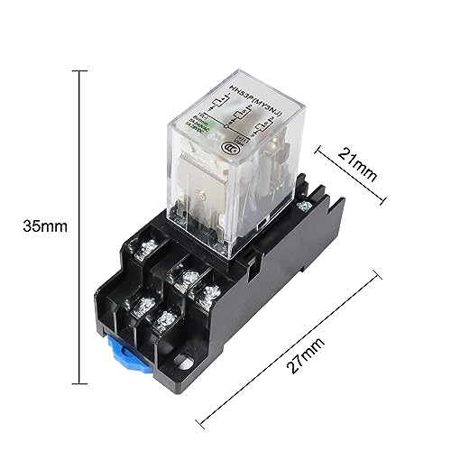 ATO DC 24V Coil 11-Pin Electromagnetic Power Relay 3PDT 3NO 3NC MY3NJ HH53P with Plug-in Terminal Socket Base - size: 3NO 3NC