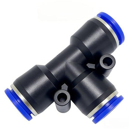 Pneumatic Blue Push to Connect Tee Union Fitting, 8mm x 8mm x 8mm OD Tube Quick Fittings (Pack of 20) - size: 8mm