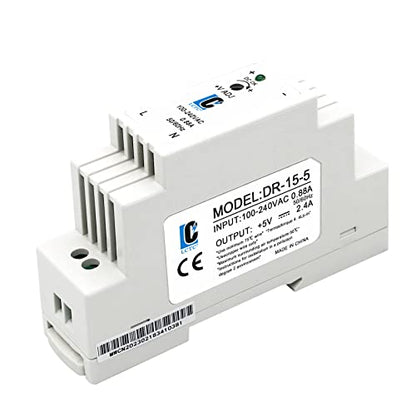 DC 5V Din Rail Slim Switching Power Supply 15W 2.4A(Input:100-240VAC,Output:5VDC,50/60HZ) Adapter Switch Converter (Volts_of_Direct_Current, 5)