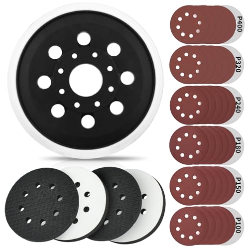 5" Hook & Loop Replacement Sander Pad RS034 & RS035 Compatible with Bosch Random Orbital Sander ROS20 ROS20VS GEX12V with 4 PCS Foam Pad & 36 PCS Sanding Discs 100 150 180 240 320 400 Grits - size: FIT RS034 & RS035
