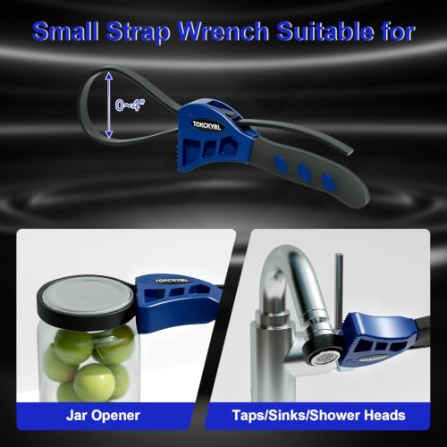 2-Piece Heavy-Duty Strap Wrench Set Upgrade, 4" to 6" Diameter - color: Blue