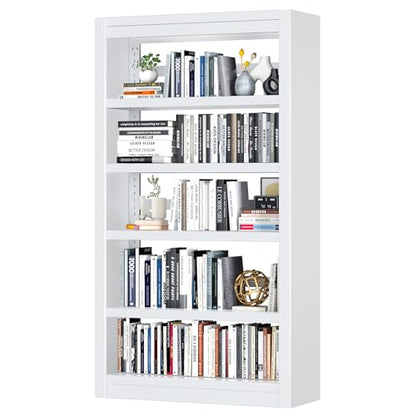 Bookshelf,6-Tier Adjustable Steel Book Shelf,61" H Heavy Duty Metal Bookcase for Home/Office/Garage,White Shelf (White, 61" Tall) - color: White, size: 61"H*27.5"W