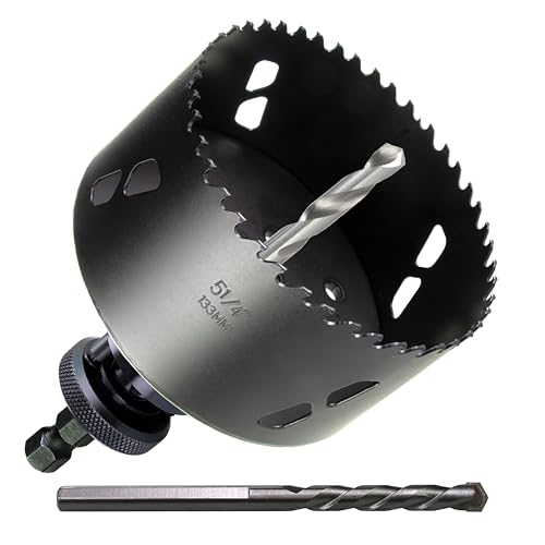 5-1/4” 133mm Inch Carbide Hole Saw Cutter Multi-Purpose Hole Saw Bit for Hardy Plank MDF Air Brick Nail Embedded Wood 2.36” Depth Up to 30X More Cuts - color: (133mm)5-1/4"