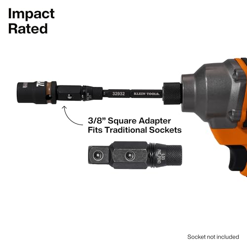 Klein Tools 32516HD KNECT 16-in-1 Impact-Rated Hybrid Screwdriver/Nut Driver, Flip Socket, 11 Bits, 2 Nut Drivers, 3/8-Inch Square Adapter - size: 16-in-1