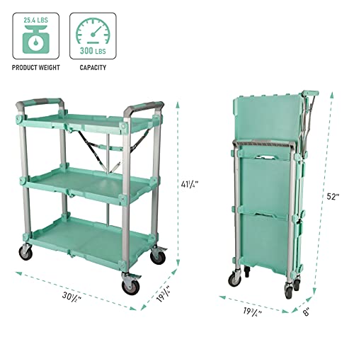Olympia Tools 89-353 Pack N Roll Collapsible Service Cart, XL, 300LB Capacity, Teal - color: Teal, size: 300LB
