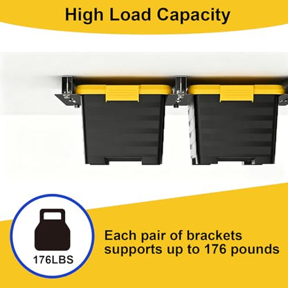 Garage Ceiling Storage Racks, Ceiling Mount Bin Holder, 4 Sets for 3 Bins - size: 4 Pack