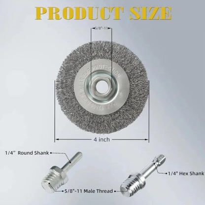 2 Pcs 4" Wire Wheel Brush for Deburring Removing Rust Cleaning Surface, Coarse Crimped Steel Wire with 5/8" Arbor for Angle Grinder(with 2 Pcs 1/4" Shank Drill Adapter) - style: 4" Wire Wheel Brush