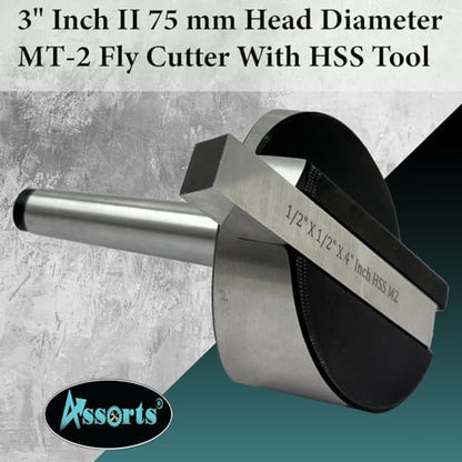3-Inch Fly Cutter with 75 mm Head Diameter, Precision Flycutter for Milling & Lathe Machines, Includes HSS Tool Bit for Professional Metal Cutting - size: 2MT Shank (M10 x 1.5 mm)