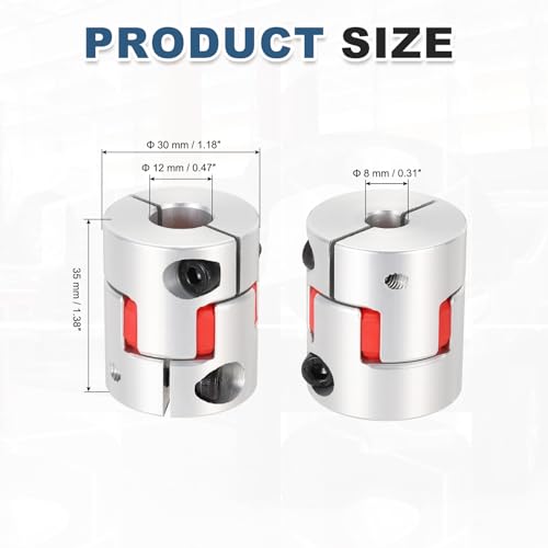 MECCANIXITY 8mm-12mm Aluminium Plum Flexible Shaft Coupling w Hex Wrench - size: 8mm to 12mm
