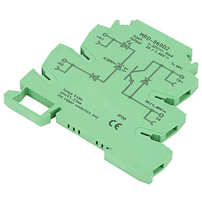 DIN Rail Relay Module, MRD-060D2 Ultra-Thin DIN Rail Mount Relay 6.2mm Solid State Relay Module Input 4-32VDC NO with LED Input State Indicator