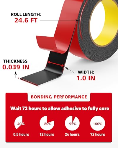 HitLights Double Sided Tape Heavy Duty, Strong Adhesive, 24.6ft x 1in - size: 1 in x 24.6 ft