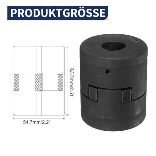 uxcell 3/4" to 1" L095 Flexible 3-Piece L-Jaw Coupling Coupler Set & Buna-N NBR Rubber Spider for Log Splitter Hybrid Equipment - size: 3/4 " to 1"