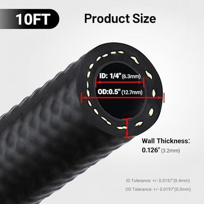 EVIL ENERGY 1/4 Fuel Line Hose 10FT Fuel Injection Hose Transmission Rubber SAE 30R9 300PSI - size: 1/4 10FT
