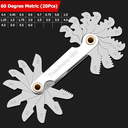 Thread Gauge Metric 60 Degree 20 Leaves,0.4–6 TPI Thread Gage Tool Carbon Steel Thread Measuring Tool, Thread Profiles and Locking Devices(Metric Thread Gauge) - color: Metric Thread Gauge
