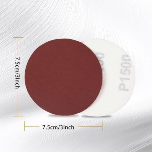 SPEEDWOX 100pcs Sanding Discs 3 Inch Sandpaper 1500 Grit Hook and Loop Sanding Discs for Drill Grinder Rotary Tools No Hole - style: 1500-Grit