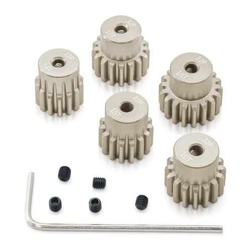 32P Pinion Gear Sets 14T 15T 16T 17T 18T for Shaft 3.175 RC Motor Compatible with HPI Kyosho Losi Axial Tamiya 1/10 RC Car Monster Truck Upgrade Parts (7075 Aluminum) - size: 14T 15T 16T 17T 18T