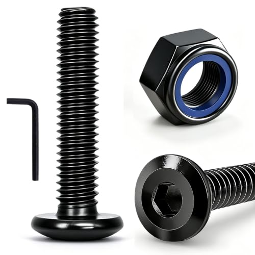 weideer 30pcs M8-1.25x16mm Nuts and Bolts Kit, Stainless Steel 18-8 (304) Flat Head Hex Socket Cap Furniture Bolts,Nylon Lock Nuts with Hex Spanner - size: M8x16mm, style: Flat Head Hex