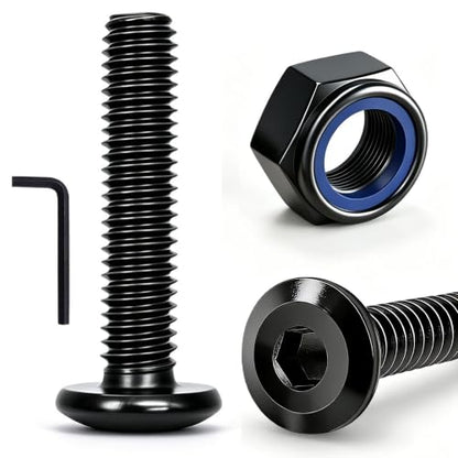 weideer 30pcs M8-1.25x25mm Nuts and Bolts Kit, Stainless Steel 18-8 (304) Flat Head Hex Socket Cap Furniture Bolts,Nylon Insert Hex Lock Nuts with Wrench - size: M8x25mm, style: Flat Head Hex