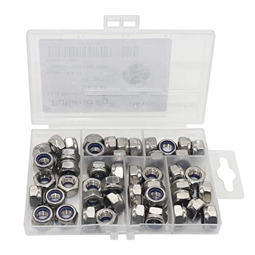 Fullerkreg M8x1.25mm Self-Locking Nylon Insert Hex Lock Nuts - size: M8 50Pcs