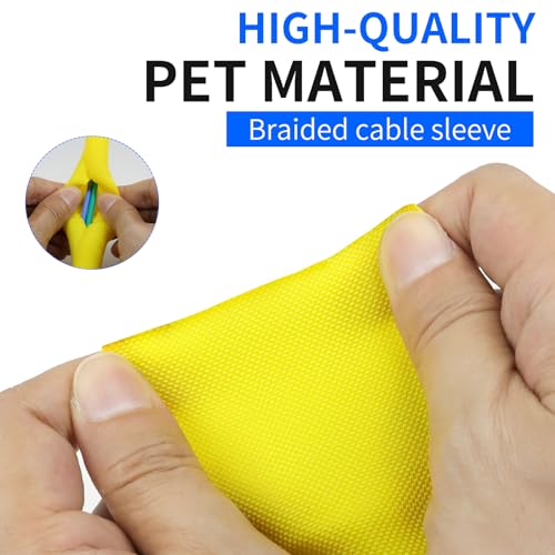 Split Wire Loom, 20ft Automotive Cable Protector Sleeve, Flexible Braided Cable Sleeves High Temperature Cable Management (Yellow, 3/4") - color: Yellow, size: 3/4"