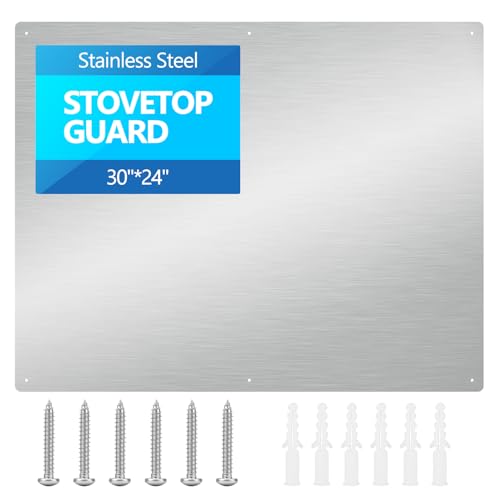30" x 24" Thicken Heavy Range Hoods Stainless Steel Backsplash,Panel Splatter Guard for Stovetop,6 Pre Drilled Holes for Easy Installation,Keep the Walls Clean, Bright and Beautiful (30" x 24") - size: 30" x 24"