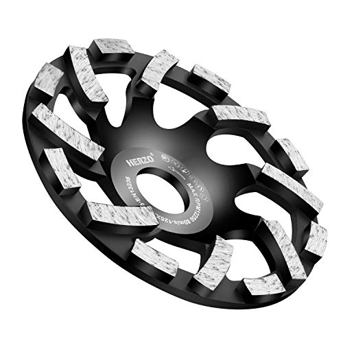 HERZO Diamond Concrete Grinding Wheel 5 inch,Diamond Cup Wheel for Stone Concrete Surface, Cement, Marble, Rock, Granite, and Thinset Removing - size: 5 Inch Standard