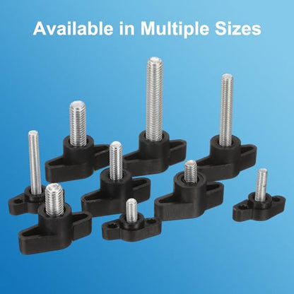 PATIKIL M6 x 14mm Tee Wing Thumb Screws, 6Pcs Carbon Steel Mechanical Handle Bolt Thumb Screws for Remove Replace Hand Clamping Tightening Knobs Power Supply, Black - size: M6 x 14mm