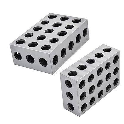 1-2-3 Machinist Blocks 23 Holes Matched Pair (1x2x3) Ultra Precision Machinist Set Up Blocks 0.0002In 123 Jig Replacement for Milling Machine (2-Pack)