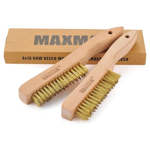 MAXMAN Brass Brush 10", 2Pcs Soft Brass Bristle Brush, Rust/Weld Cleaner - style: 2Pcs Soft Brass Bristle Brushes