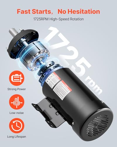 VEVOR 5 HP Electric Motor, 1725RPM Air Compressor Motor, CW/CCW Rotation, 1.125 inch Shaft Diameter, 2.75inch Shaft Length, 20.7N.m Torque, Three-Phase, TEFC Cooling, 230V/460V, 184T Frame - size: 5P B-2.75in Shaft Length