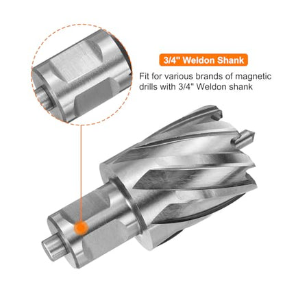 HARFINGTON Annular Cutter 1-1/4" Cutting Diameter Shank 3/4" with 1" Depth of Locating Pin M2 High-Speed Steel Drill Bit Annular Cutter for Standard Magnetic Drills Machine Tools Mills - size: 1-1/4 inch * 1 inch