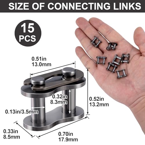 PAGOW 15pcs #35 Chain Master Link Roller, Steel Alloy Heavy Duty Connector for Bike Bicycle Mini Karting Pit ATV Scooter Baja Doodle Bug Motovox Harbor Freight Predator 212cc Go Kart Cart - color: #35, 15pcs