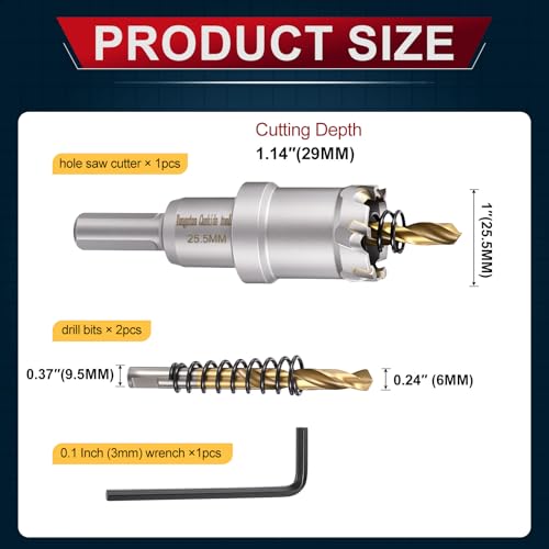 Tungsten Carbide Tipped Hole Saw 1 Inch 25.5mm Hole Cutter - size: 1 Inch (25.5mm)