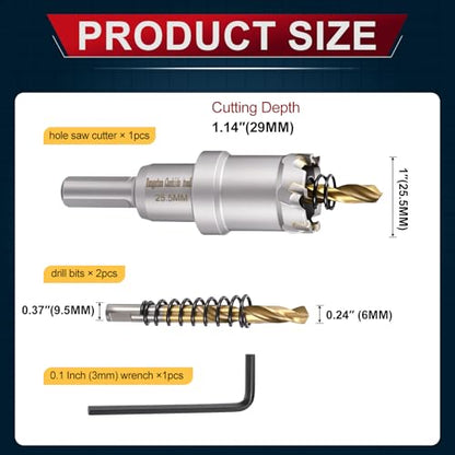 Tungsten Carbide Tipped Hole Saw 1 Inch 25.5mm Hole Cutter - size: 1 Inch (25.5mm)