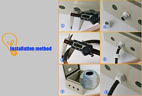 PG9 Waterproof Cable Gland Joints w Gasket For 4-8mm Cable Adjustable Lock Nut Connector Black 6-Pack - size: PG9