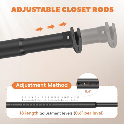 Metal Closet Rod 1.3" Heavy Duty Adjustable Hanging Rod 17-87 Inch - color: Matte Black, size: 17-87 IN