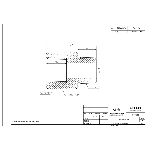 316 Stainless Steel Pipe Fitting Adapter 3/4'' Female NPT × 3/4" Male NPT 4600 psi, SS-PA-NS12 - size: 3/4'' FNPT × 3/4" MNPT
