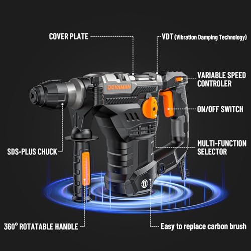 1-9/16'' SDS Rotary Hammer Drill, 12.5Amp Heavy Duty Rotary Hammer