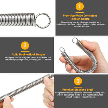 6pcs 3/8 Inch x 6-1/3 Inch Stainless Steel Extension Springs - size: 16cm