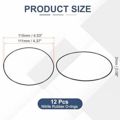 12pcs Nitrile Rubber O-Rings 111x115x2mm Metric NBR Sealing Gasket - size: 111mm x 115mm x 2mm