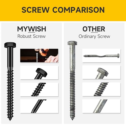 (10Sets) 3/8" x 2-1/2" Hex Head Lag Bolts, Heavy Duty Lag Screws with Washers, 304 Stainless Steel Bolts 18-8, Lag Screws Wood Screws, Partial Thread Black Oxide, 3/8 Bolt by Mywish - size: 3/8 x 2-1/2" (10 set)