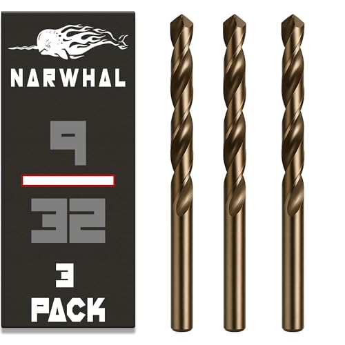 Narwhal 9/32" Drill Bits for Metal (M35 Cobalt - Industrial Strength) 4-1/4" Length & 135 Degree Split Point for Drilling Into Metal, Hardened & Stainless Steel, Cast Iron, & More! - size: 9/32 in