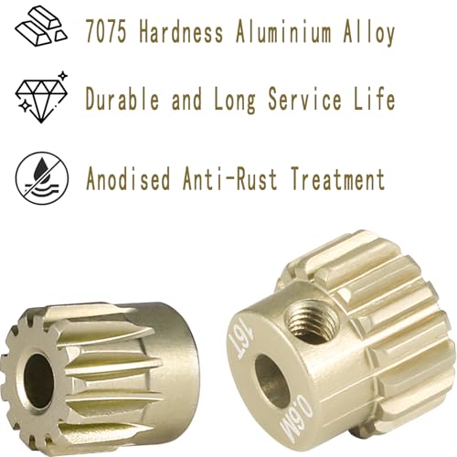 0.6M RC Pinion Gear Set 3.175mm 13T 14T 15T 16T 17T 5PCS 7075 Aluminum - size: 0.6M-P-13-17T