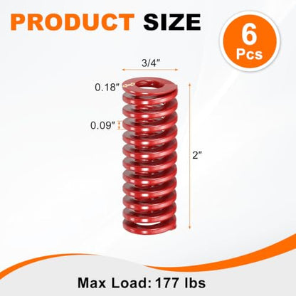 HARFINGTON 6pcs Die Spring 3/4" OD x 2" Free Length SMH4008, Red - size: 3/4" OD x 2" Free Length
