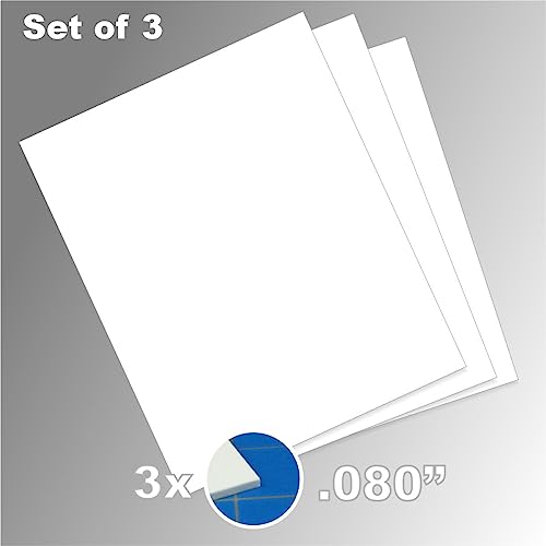 LITKO Plasticard Styrene Sheets | .080" Modeling Plastic | White | 3 Pack - size: .080 Inch